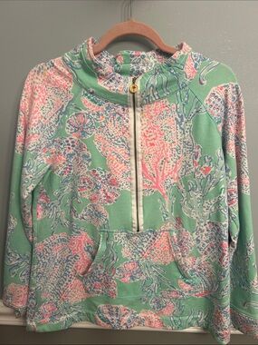 Lilly Pulitzer Seafoam & Pink Coral Half-Zip Pullover